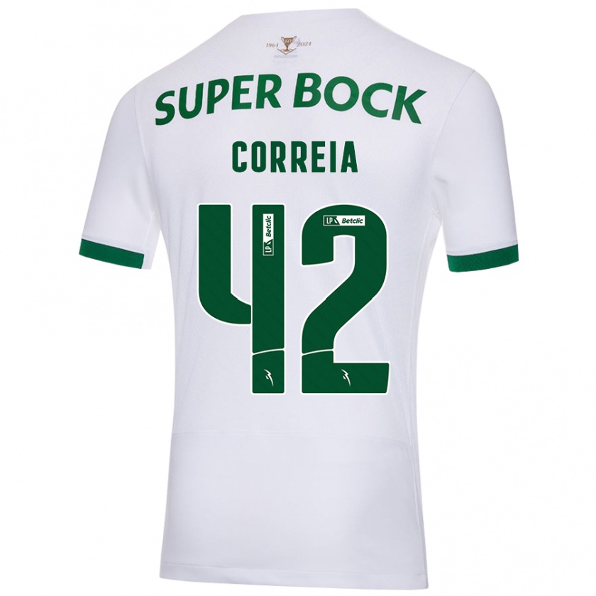 Kandiny Hombre Camiseta Leonete Maísa Nozerand Correia #42 Blanco Verde 2ª Equipación 2024/25 La Camisa