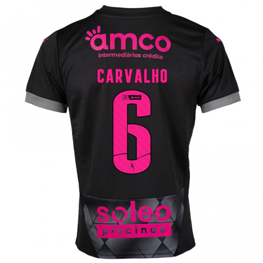 Kandiny Hombre Camiseta Vitor Carvalho #6 Negro Rosa 2ª Equipación 2024/25 La Camisa