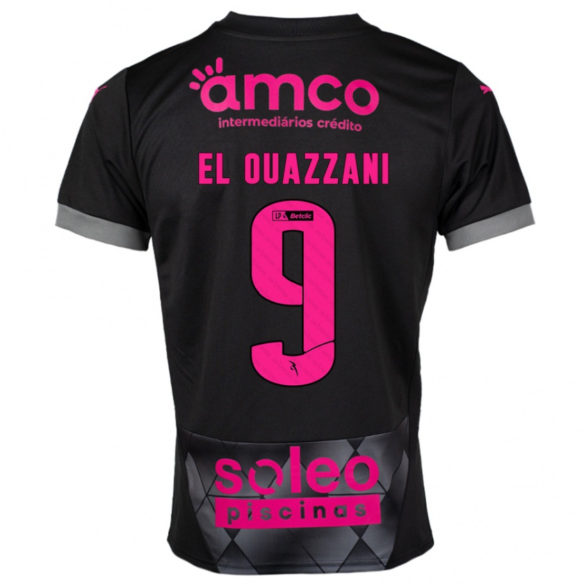 Kandiny Hombre Camiseta Amine El Ouazzani #9 Negro Rosa 2ª Equipación 2024/25 La Camisa