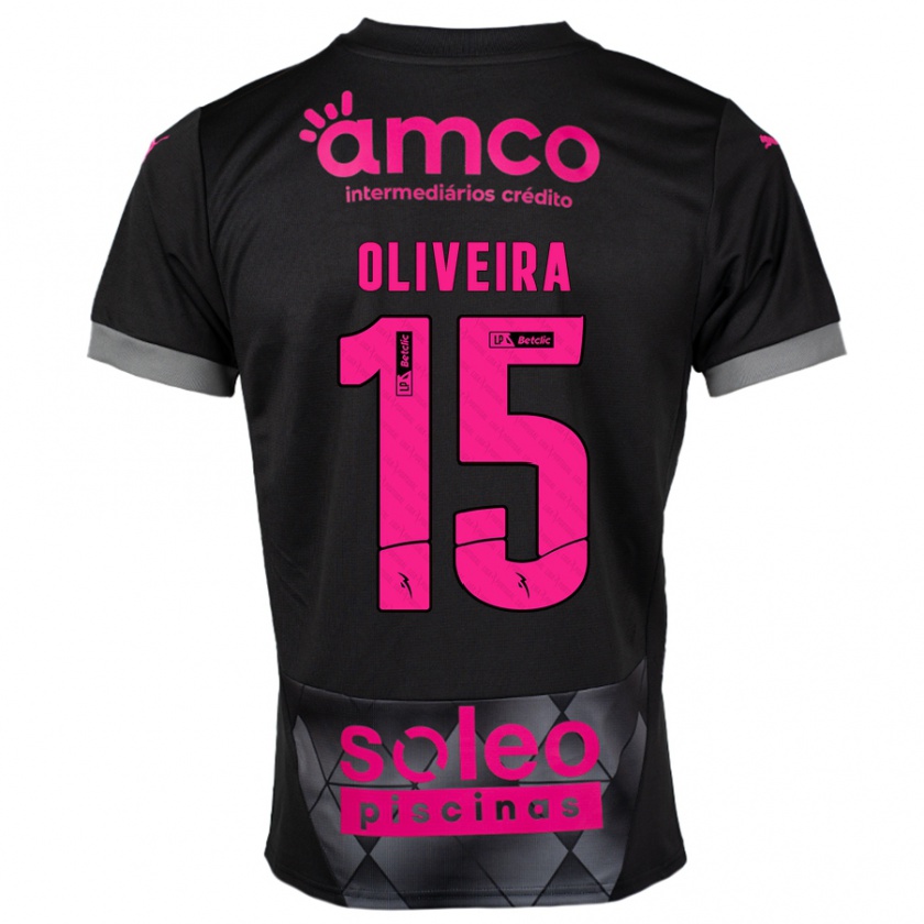 Kandiny Hombre Camiseta Paulo Oliveira #15 Negro Rosa 2ª Equipación 2024/25 La Camisa