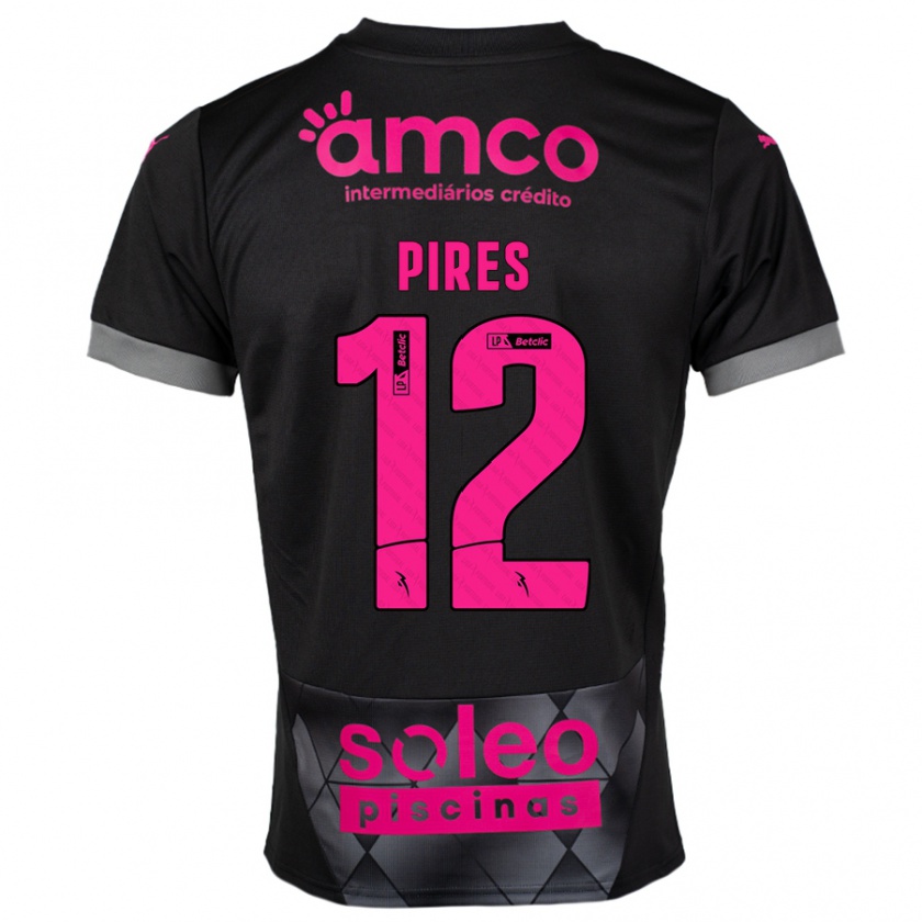 Kandiny Heren Hugo Pires #12 Zwart Roze Uitshirt Uittenue 2024/25 T-Shirt