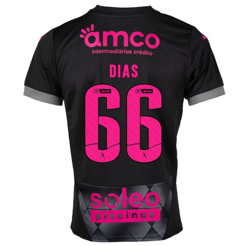 Kandiny Hombre Camiseta Gonçalo Dias #66 Negro Rosa 2ª Equipación 2024/25 La Camisa