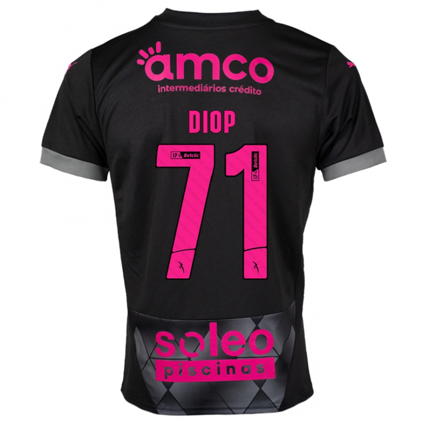 Kandiny Hombre Camiseta Mamadou Diop #71 Negro Rosa 2ª Equipación 2024/25 La Camisa