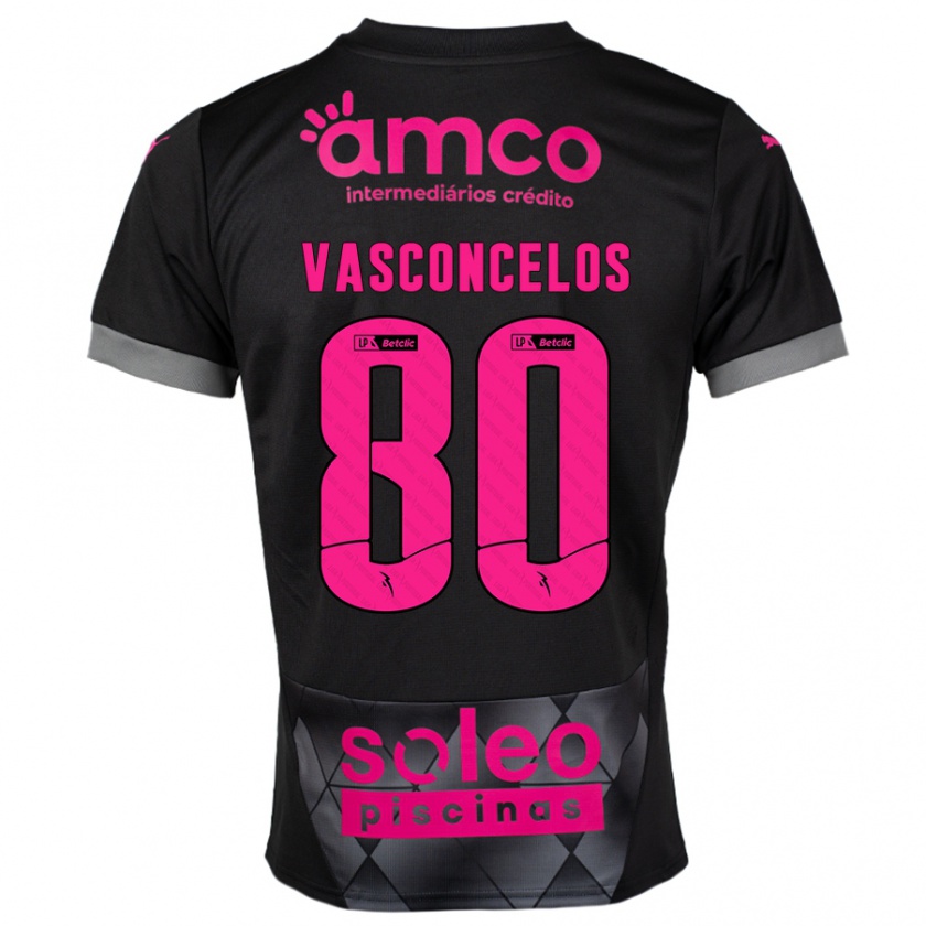 Kandiny Hombre Camiseta Vasconcelos #80 Negro Rosa 2ª Equipación 2024/25 La Camisa