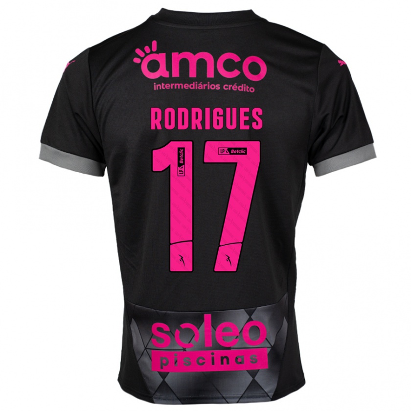 Kandiny Hombre Camiseta Tânia Rodrigues #17 Negro Rosa 2ª Equipación 2024/25 La Camisa