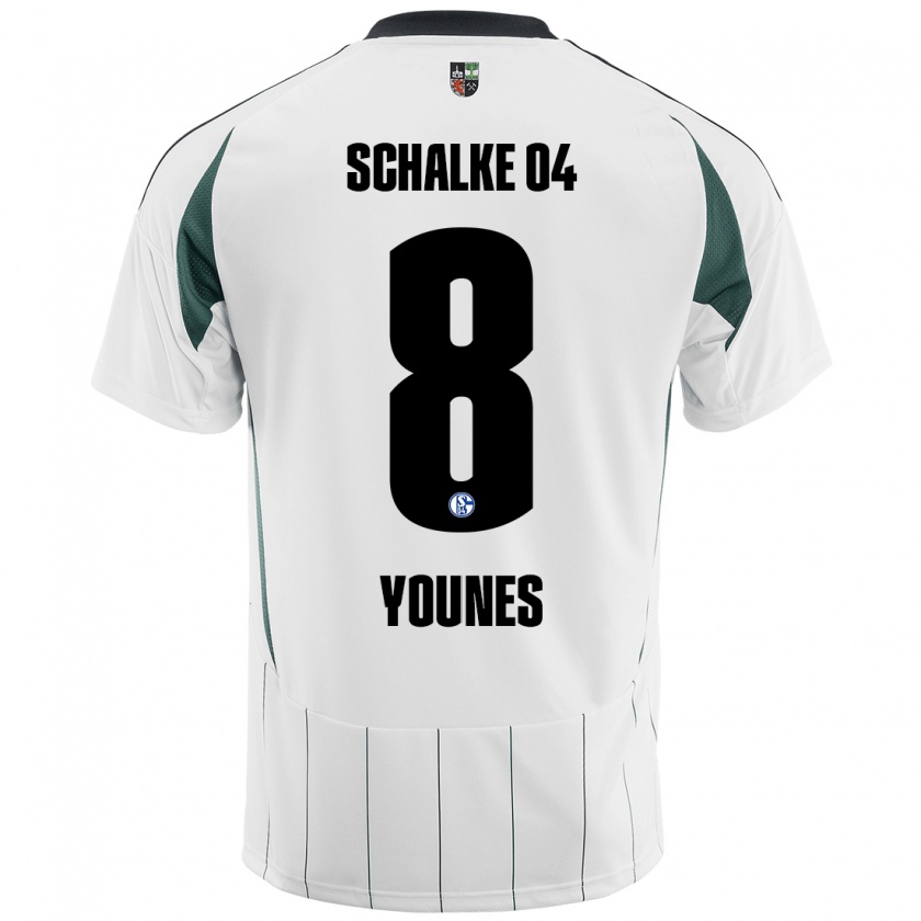 Kandiny Hombre Camiseta Amin Younes #8 Blanco Verde 2ª Equipación 2024/25 La Camisa