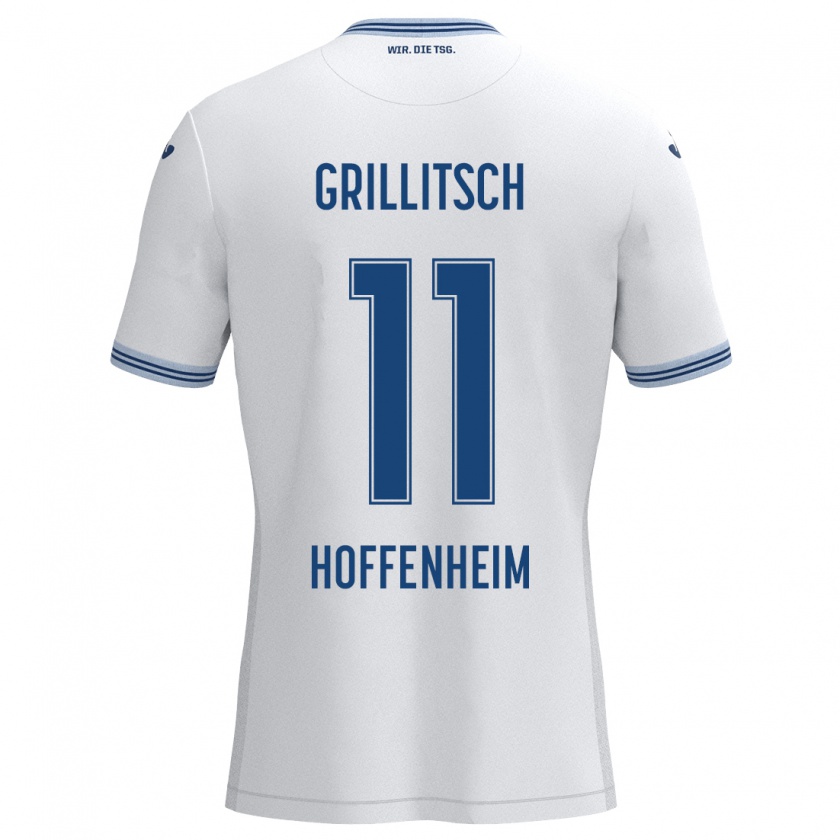 Kandiny Hombre Camiseta Florian Grillitsch #11 Blanco Azul 2ª Equipación 2024/25 La Camisa