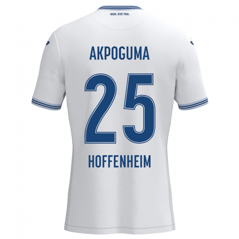 Kandiny Hombre Camiseta Kevin Akpoguma #25 Blanco Azul 2ª Equipación 2024/25 La Camisa México