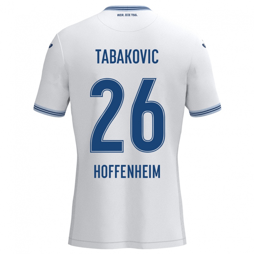 Kandiny Heren Haris Tabakovic #26 Wit Blauw Uitshirt Uittenue 2024/25 T-Shirt