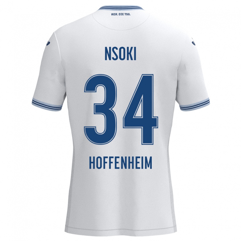 Kandiny Herren Stanley Nsoki #34 Weiß Blau Auswärtstrikot Trikot 2024/25 T-Shirt Österreich