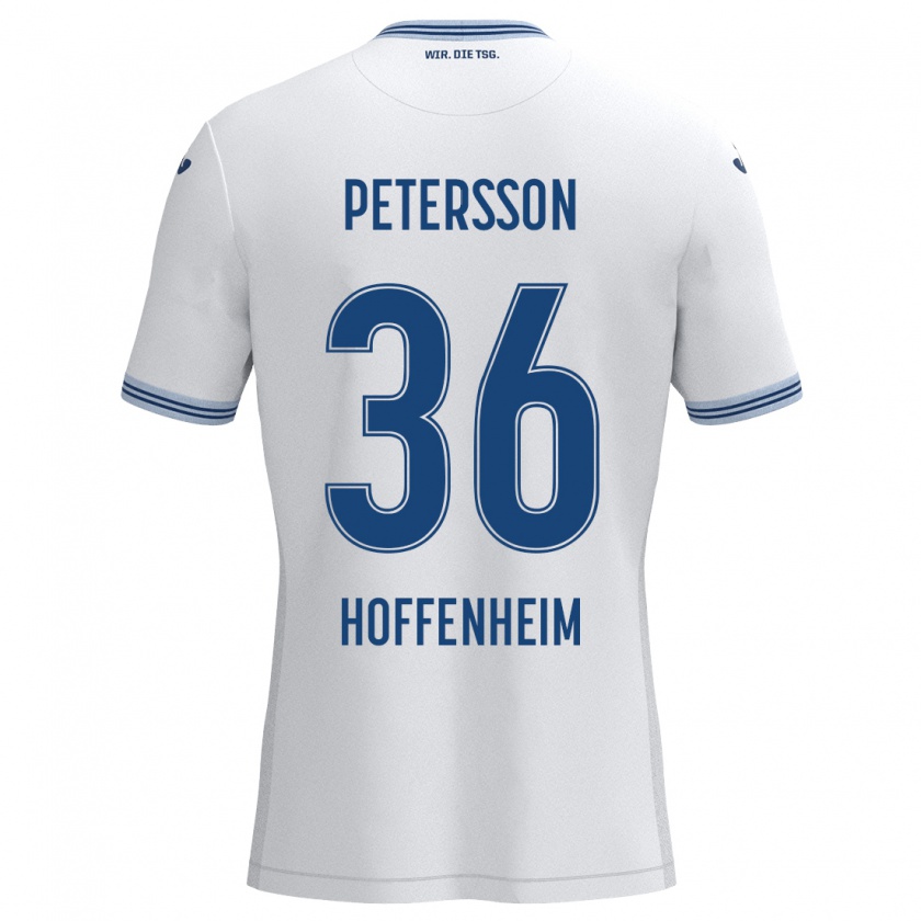 Kandiny Män Lúkas Petersson #36 Vit Blå Bortatröja Matchtröjor 2024/25 Tröjor T-Tröja