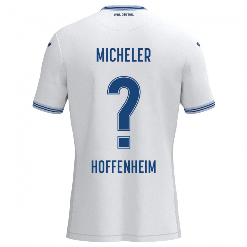 Kandiny Uomo Maglia Florian Micheler #0 Bianco Blu Kit Gara Away 2024/25 Maglietta