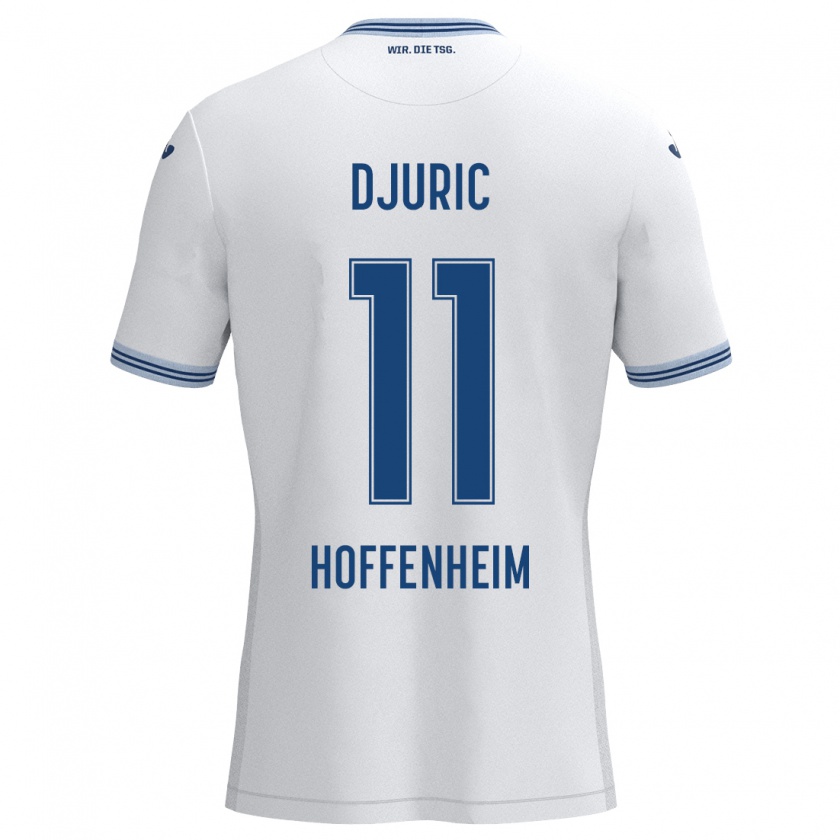 Kandiny Uomo Maglia Luka Djuric #11 Bianco Blu Kit Gara Away 2024/25 Maglietta