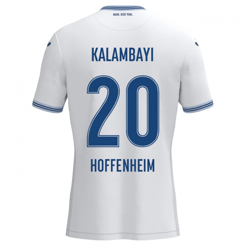 Kandiny Heren Simon Kalambayi #20 Wit Blauw Uitshirt Uittenue 2024/25 T-Shirt