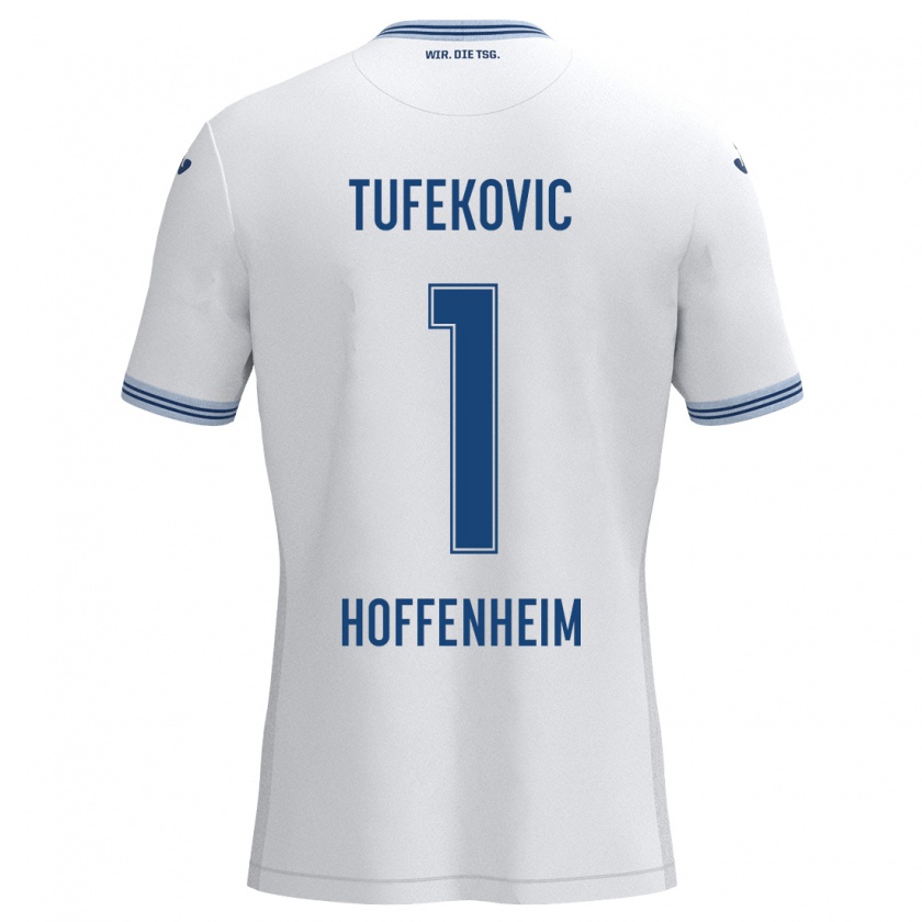 Kandiny Hombre Camiseta Martina Tufekovic #1 Blanco Azul 2ª Equipación 2024/25 La Camisa