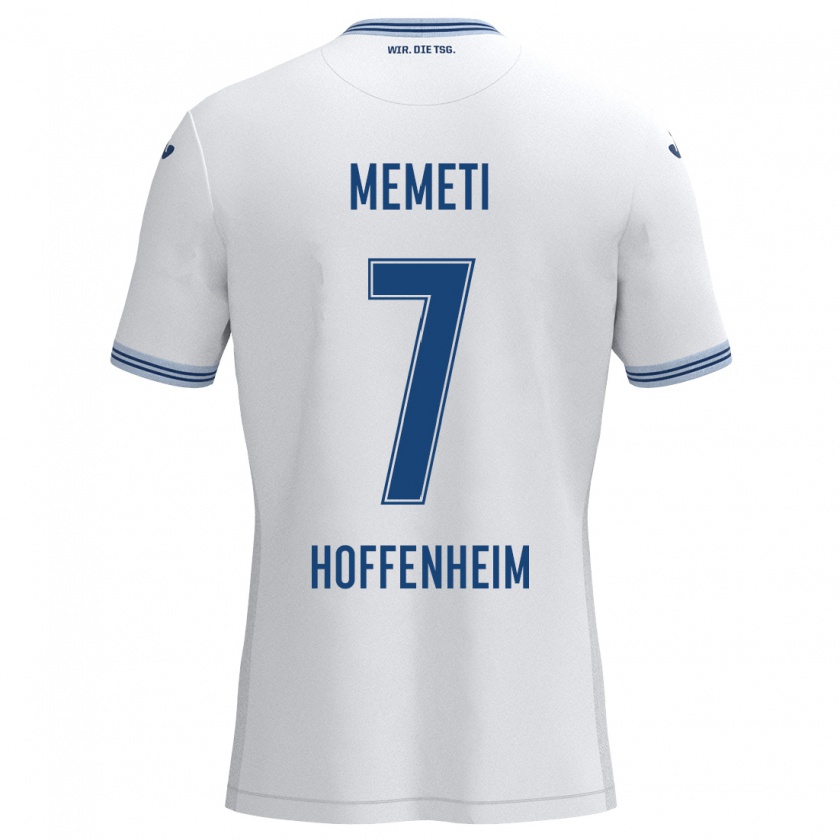 Kandiny Uomo Maglia Erëleta Memeti #7 Bianco Blu Kit Gara Away 2024/25 Maglietta