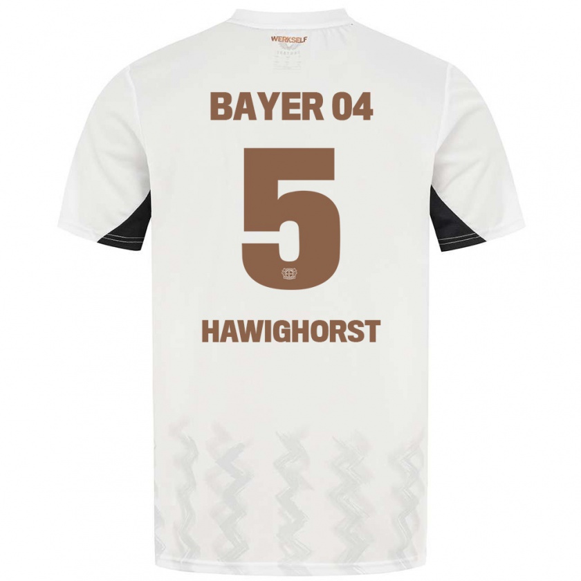 Kandiny Hombre Camiseta Ben Hawighorst #5 Blanco Negro 2ª Equipación 2024/25 La Camisa