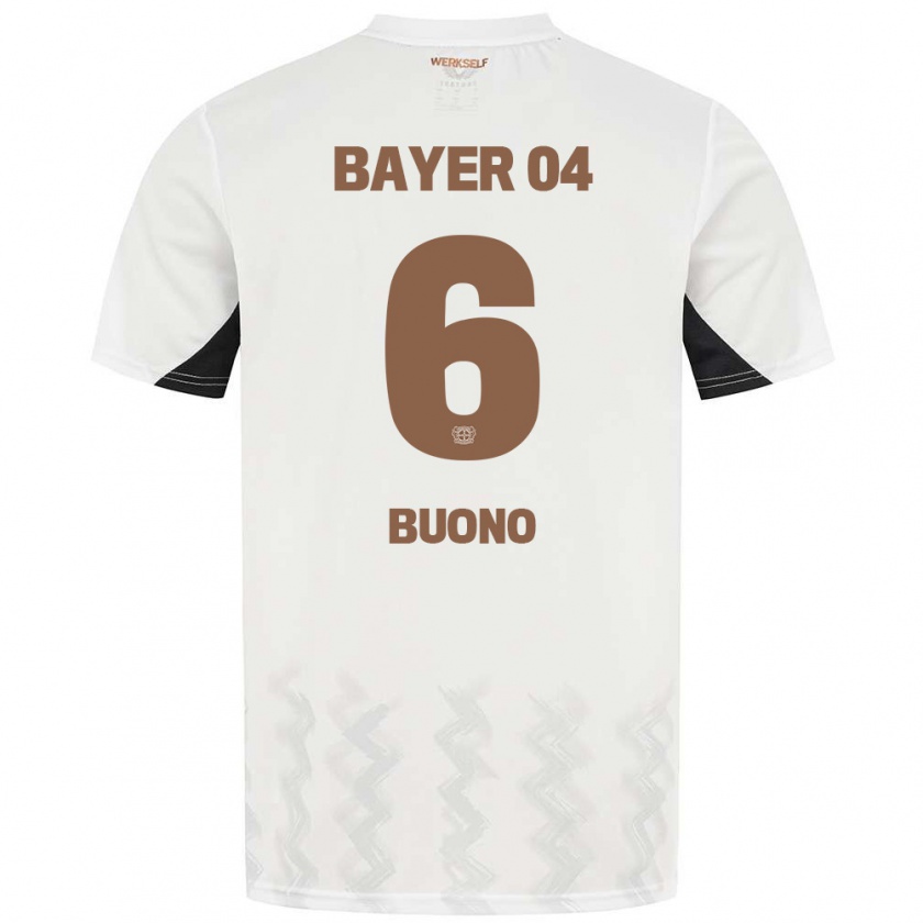 Kandiny Hombre Camiseta Francesco Buono #6 Blanco Negro 2ª Equipación 2024/25 La Camisa