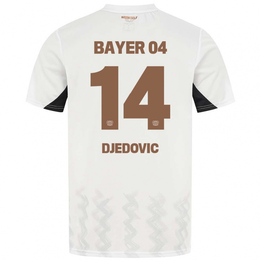 Kandiny Hombre Camiseta Melis Djedovic #14 Blanco Negro 2ª Equipación 2024/25 La Camisa