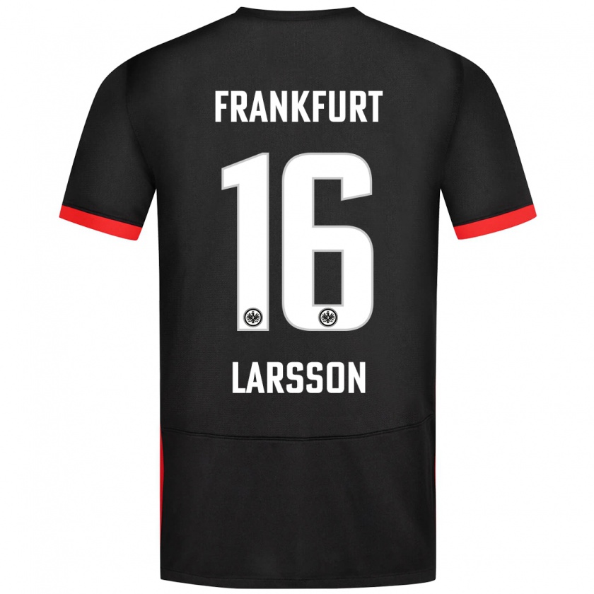 Kandiny Uomo Maglia Hugo Larsson #16 Nero Kit Gara Away 2024/25 Maglietta