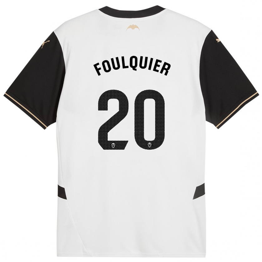 Kandiny Dames Dimitri Foulquier #20 Wit Zwart Thuisshirt Thuistenue 2024/25 T-Shirt