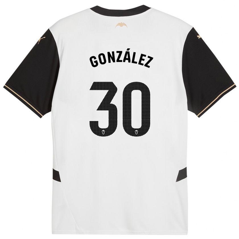 Kandiny Mujer Camiseta Hugo González #30 Blanco Negro 1ª Equipación 2024/25 La Camisa