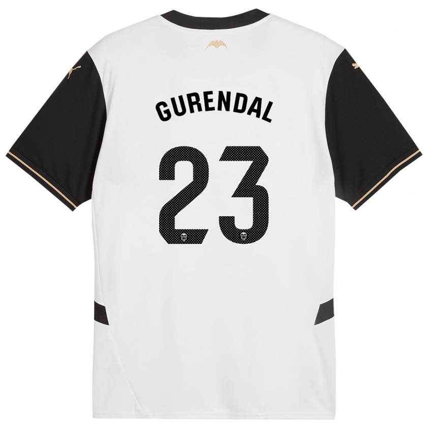 Kandiny Mujer Camiseta Alexander Gurendal #23 Blanco Negro 1ª Equipación 2024/25 La Camisa