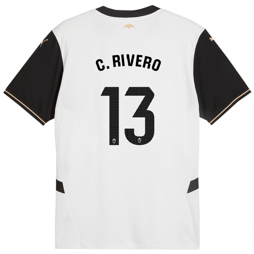 Kandiny Dames Cristian Rivero #13 Wit Zwart Thuisshirt Thuistenue 2024/25 T-Shirt