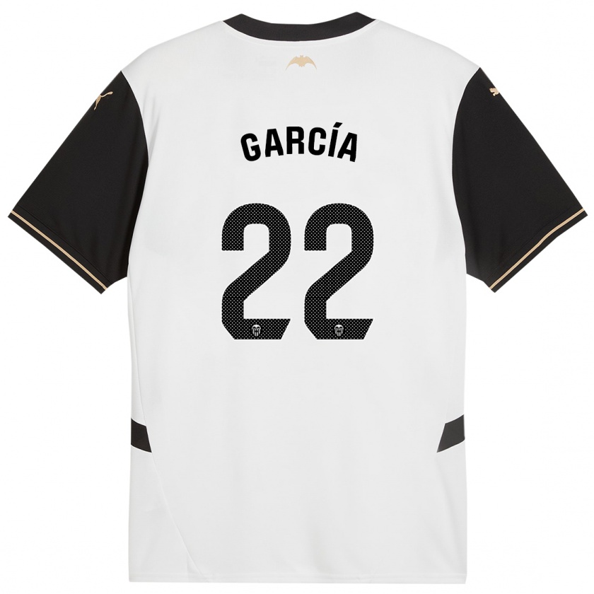 Kandiny Dames Azael García #22 Wit Zwart Thuisshirt Thuistenue 2024/25 T-Shirt