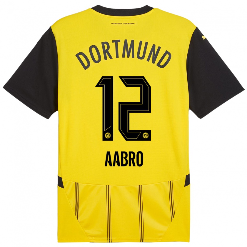 Kandiny Donna Maglia Gustav Aabro #12 Giallo Nero Kit Gara Home 2024/25 Maglietta