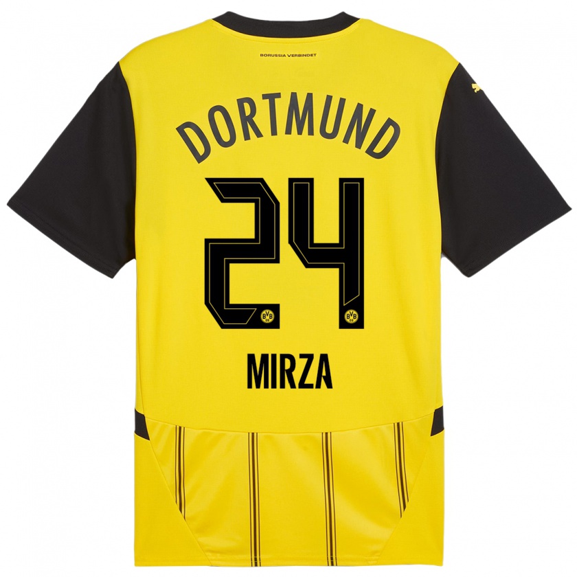 Kandiny Mujer Camiseta Marwan-Omir Mirza #24 Amarillo Negro 1ª Equipación 2024/25 La Camisa