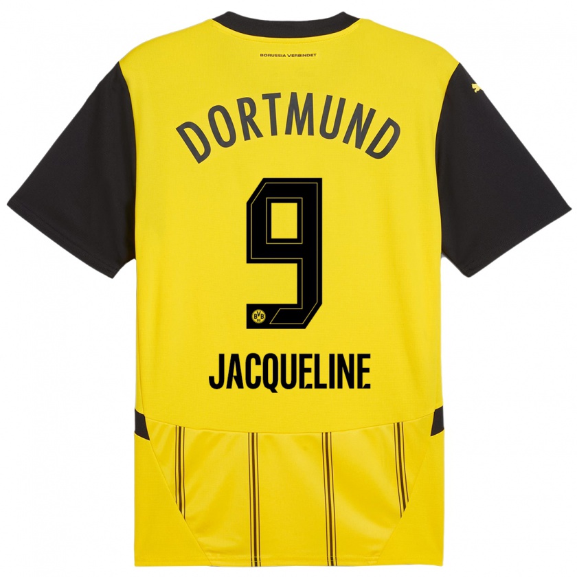 Kandiny Mujer Camiseta Moreno Jacqueline #9 Amarillo Negro 1ª Equipación 2024/25 La Camisa