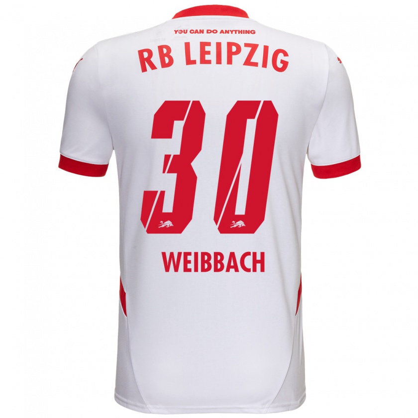 Kandiny Mujer Camiseta Noah Weißbach #30 Blanco Rojo 1ª Equipación 2024/25 La Camisa