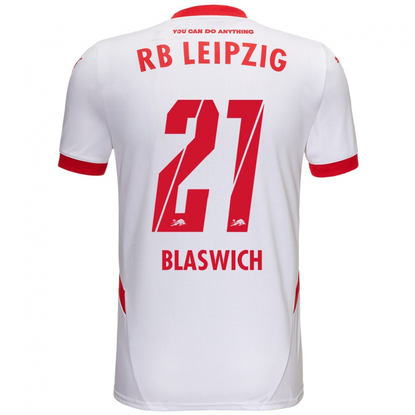 Kandiny Mujer Camiseta Janis Blaswich #21 Blanco Rojo 1ª Equipación 2024/25 La Camisa