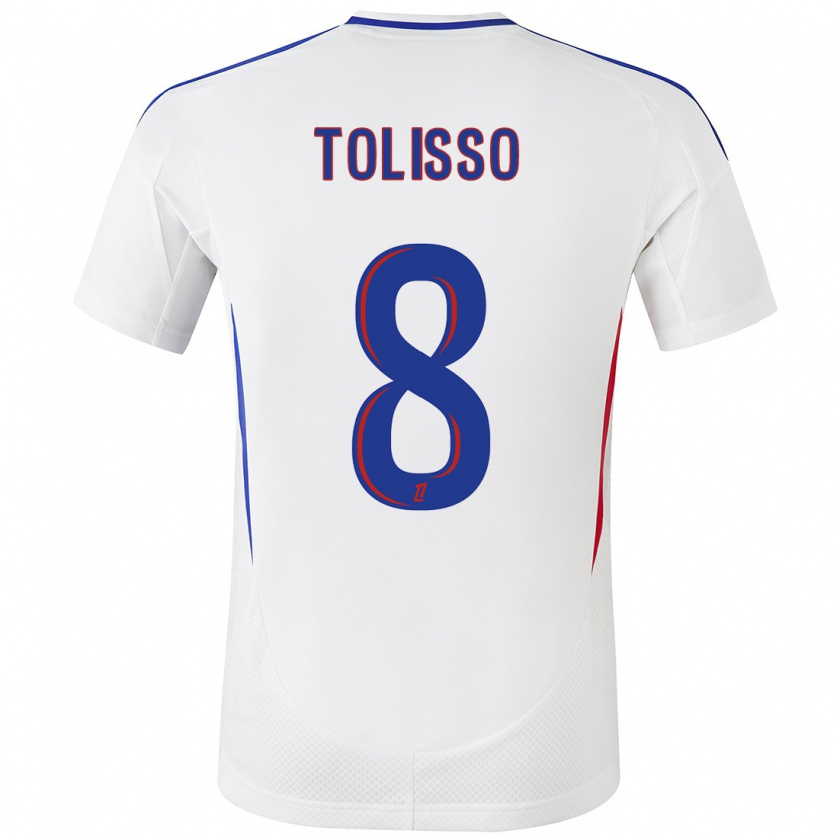 Kandiny Dames Corentin Tolisso #8 Wit Blauw Thuisshirt Thuistenue 2024/25 T-Shirt