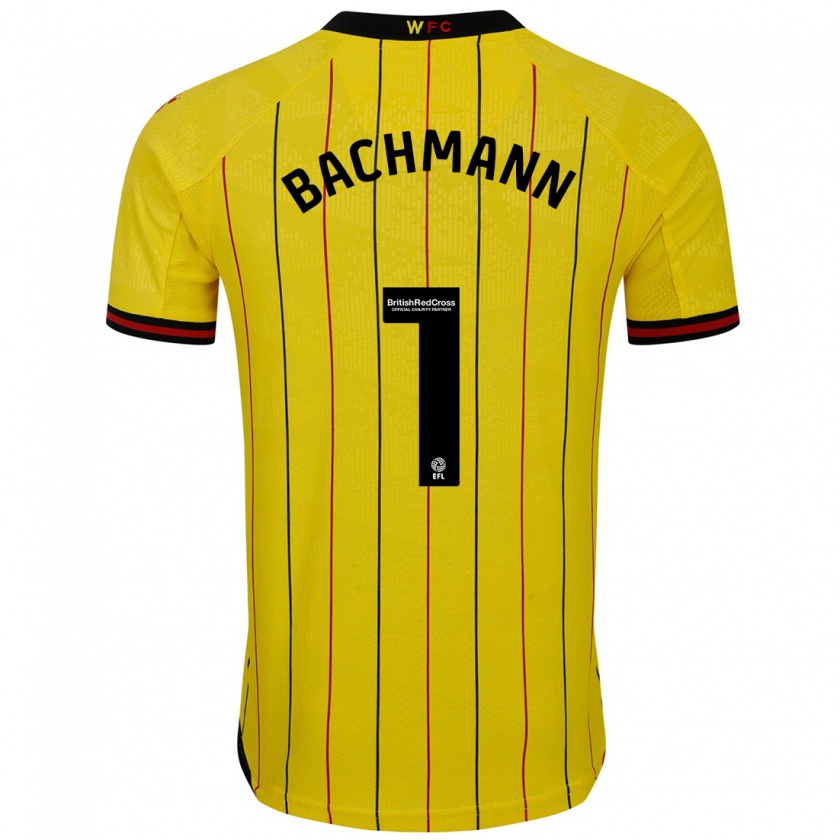 Kandiny Mujer Camiseta Daniel Bachmann #1 Amarillo Negro 1ª Equipación 2024/25 La Camisa México