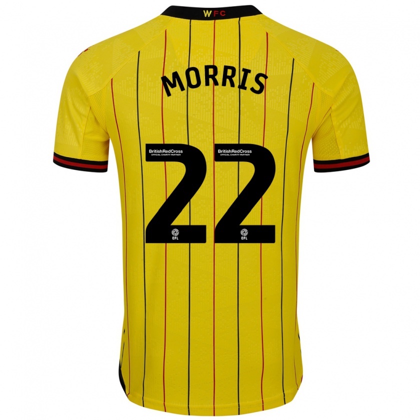 Kandiny Dames James Morris #22 Geel Zwart Thuisshirt Thuistenue 2024/25 T-Shirt