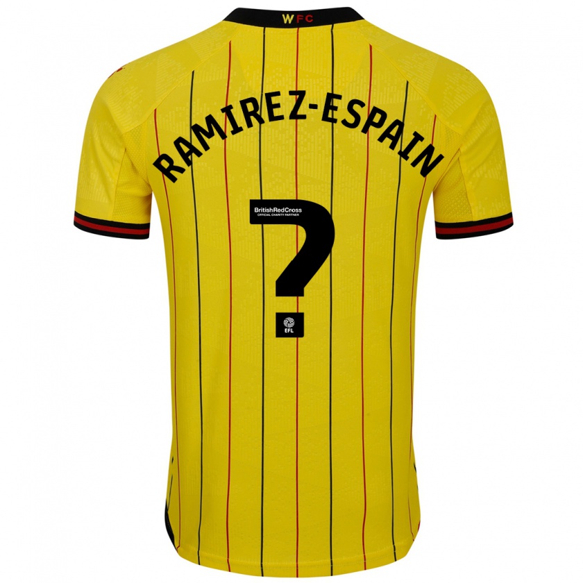 Kandiny Mujer Camiseta Leo Ramirez-Espain #0 Amarillo Negro 1ª Equipación 2024/25 La Camisa