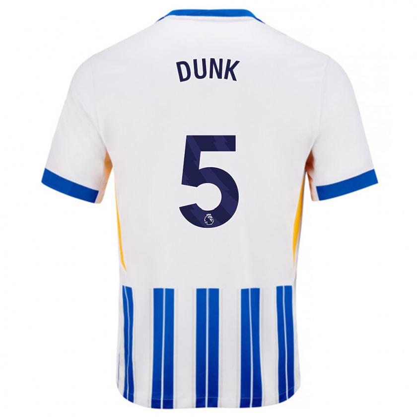 Kandiny Dames Lewis Dunk #5 Wit Blauwe Krijtstrepen Thuisshirt Thuistenue 2024/25 T-Shirt België