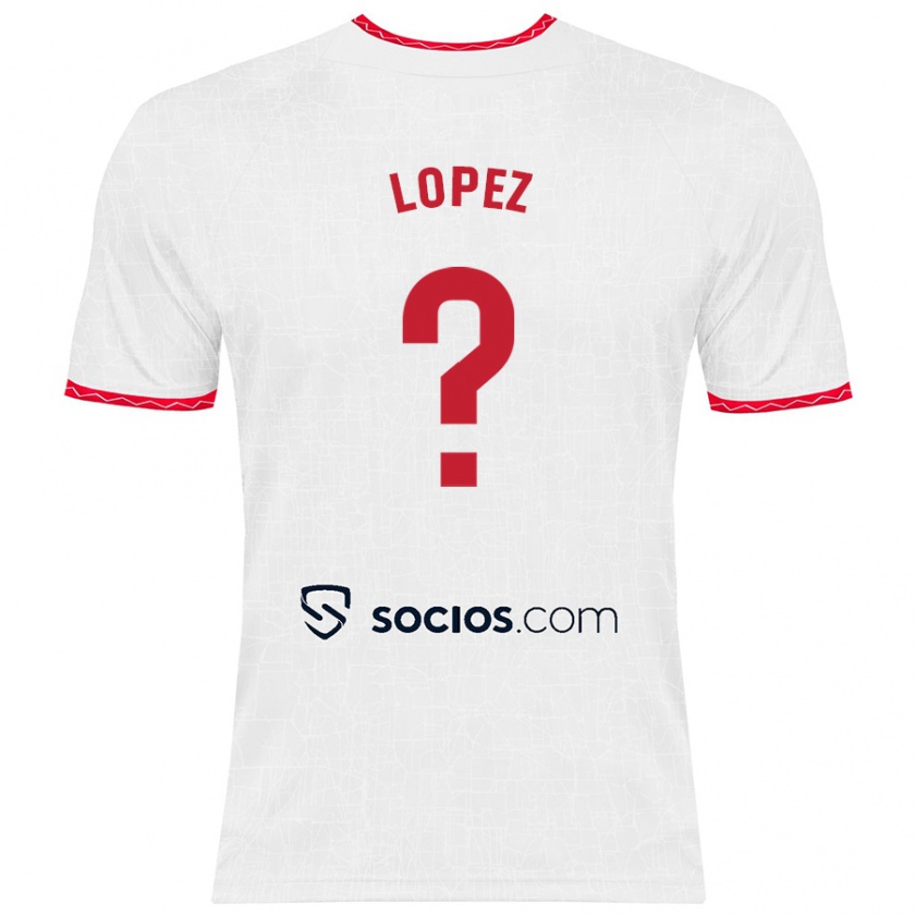 Kandiny Mujer Camiseta David López #0 Blanco Rojo 1ª Equipación 2024/25 La Camisa