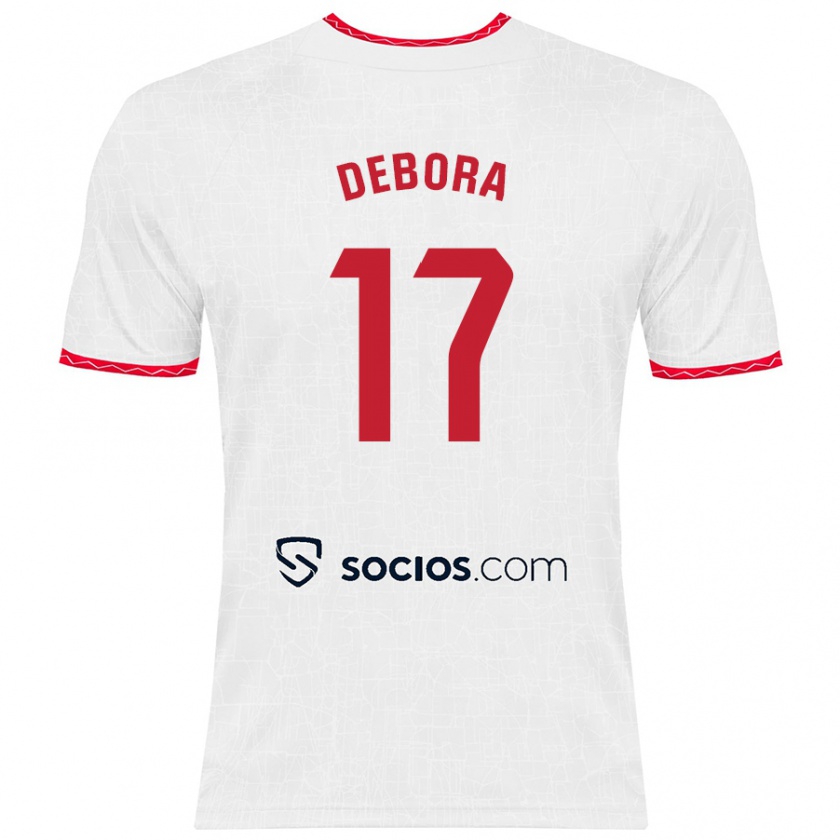 Kandiny Donna Maglia Débora García Mateo #17 Bianco Rosso Kit Gara Home 2024/25 Maglietta