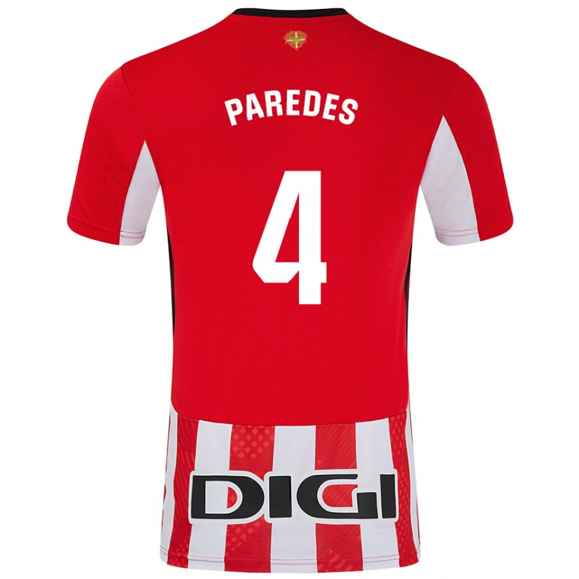 Kandiny Dames Aitor Paredes #4 Rood Wit Thuisshirt Thuistenue 2024/25 T-Shirt