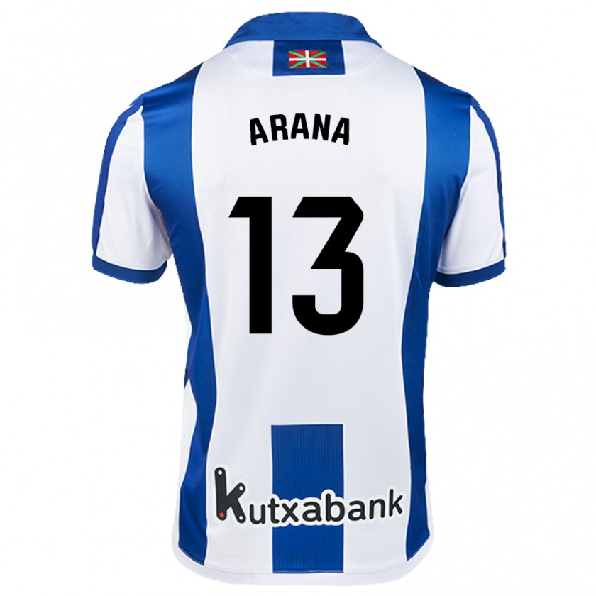 Kandiny Mujer Camiseta Egoitz Arana #13 Blanco Azul 1ª Equipación 2024/25 La Camisa