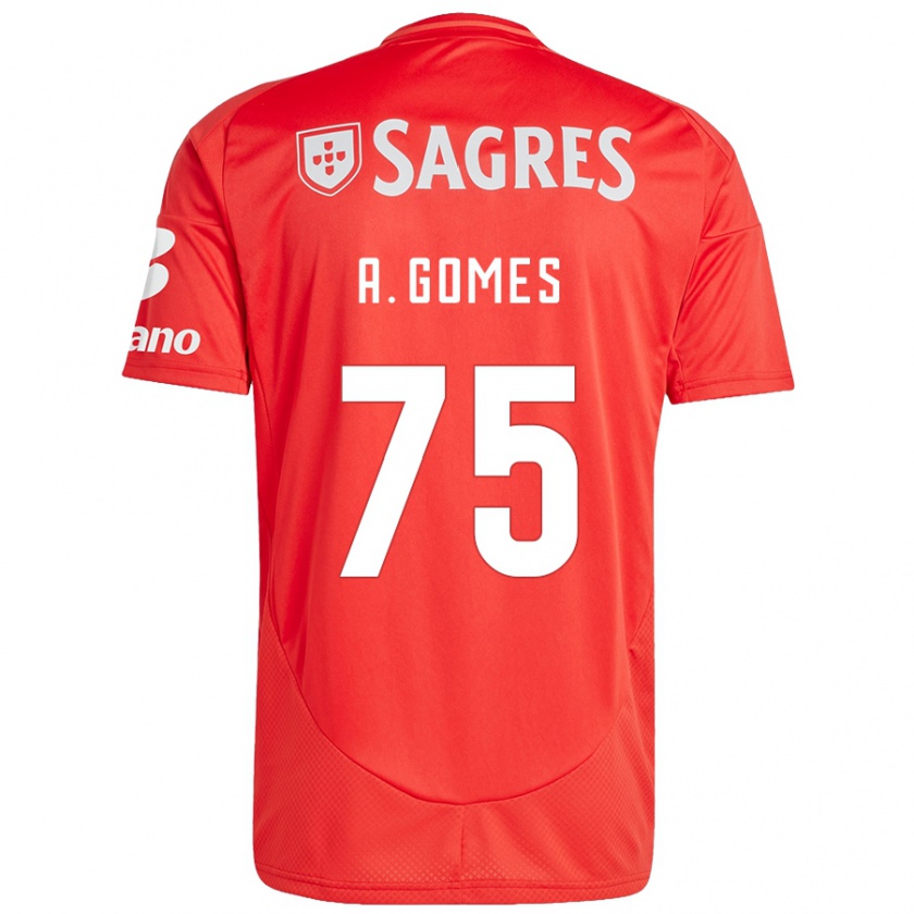 Kandiny Mujer Camiseta André Gomes #75 Rojo Blanco 1ª Equipación 2024/25 La Camisa