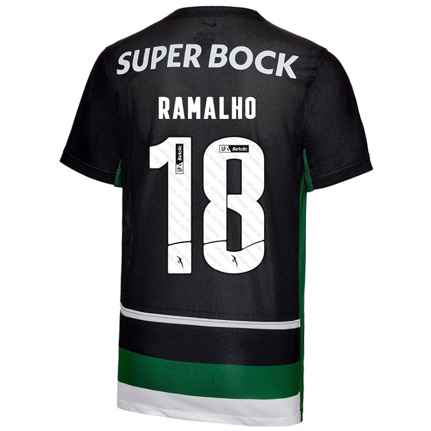 Kandiny Donna Maglia Inês Filipa Ramalho Gonçalves #18 Nero Bianco Verde Kit Gara Home 2024/25 Maglietta