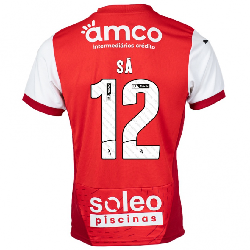 Kandiny Mujer Camiseta Tiago Sá #12 Rojo Blanco 1ª Equipación 2024/25 La Camisa