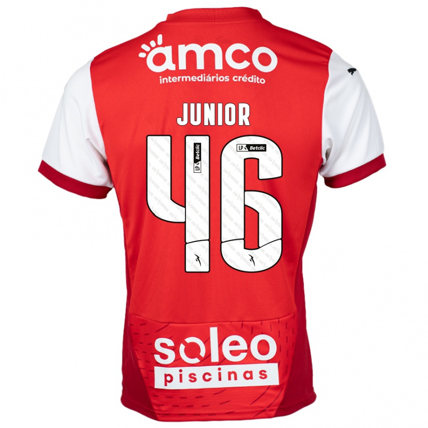 Kandiny Dames Mário Junior #46 Rood Wit Thuisshirt Thuistenue 2024/25 T-Shirt