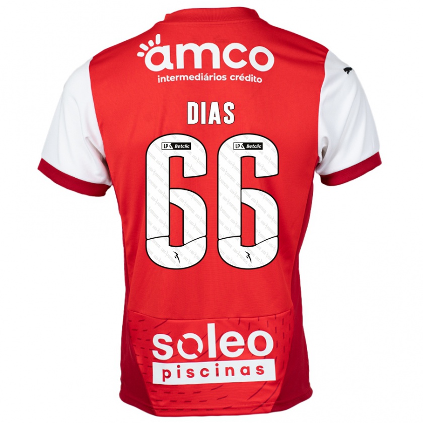 Kandiny Dames Gonçalo Dias #66 Rood Wit Thuisshirt Thuistenue 2024/25 T-Shirt