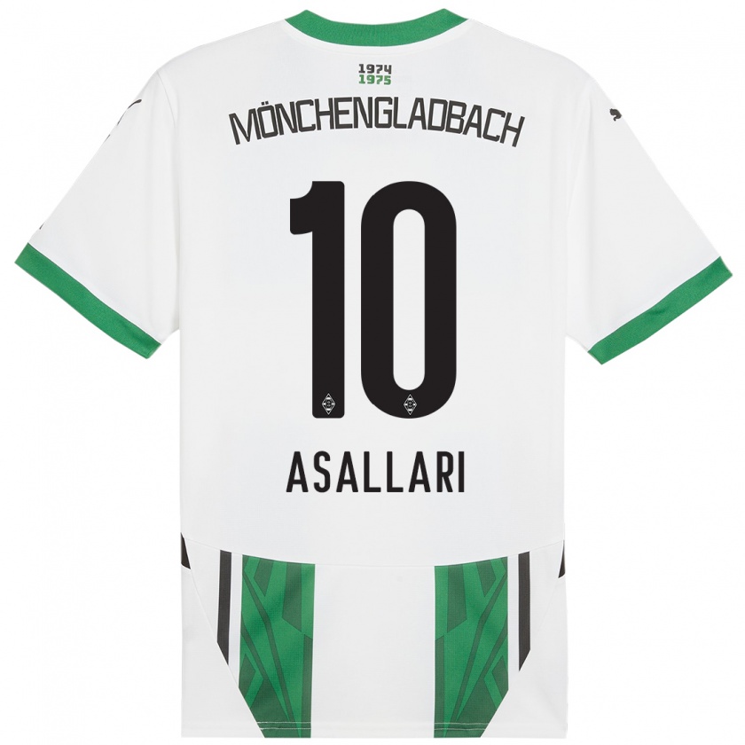 Kandiny Mujer Camiseta Kushtrim Asallari #10 Blanco Verde 1ª Equipación 2024/25 La Camisa