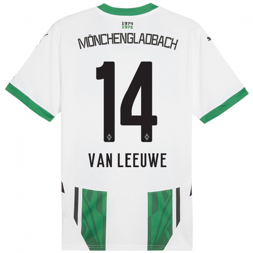 Kandiny Donna Maglia Kyra Van Leeuwe #14 Bianco Verde Kit Gara Home 2024/25 Maglietta